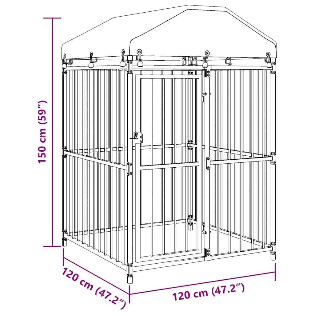 Vidaxl - Chenil extérieur avec toit pour chiens 120 x 120 x 150 cm vidaXL 145762 - Imagen 3