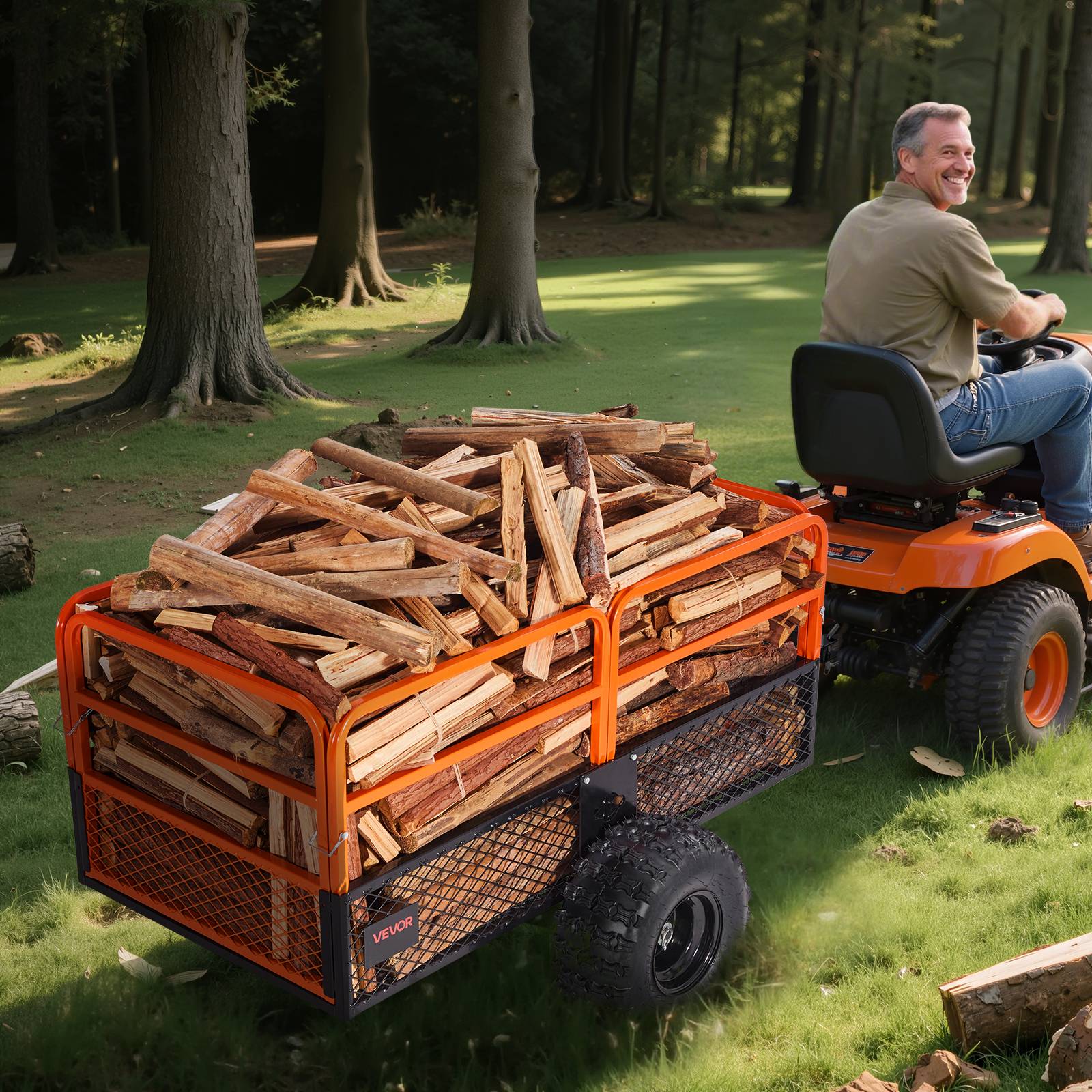 VEVOR Remorque benne basculante 793 L, tracteur tondeuse jardin acier, capacité 800,6 kg. - Image 8