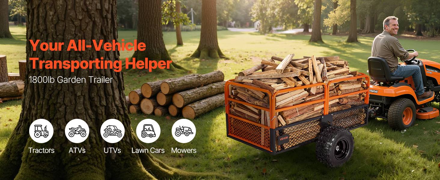 VEVOR Remorque benne basculante 793 L, tracteur tondeuse jardin acier, capacité 800,6 kg. - Image 9