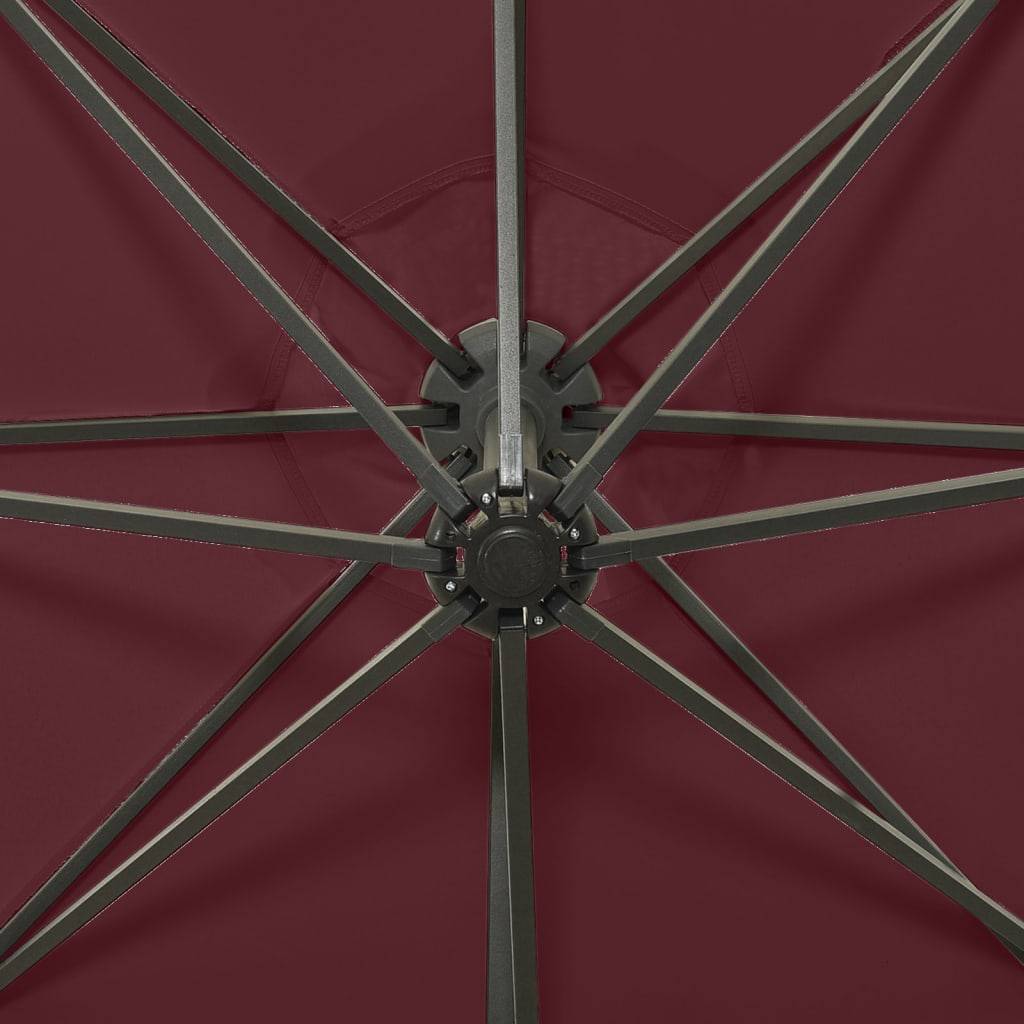 Helloshop26 - Parasol meuble de jardin déporté avec mât et lumières led rouge 300 cm bordeaux - Imagen 7