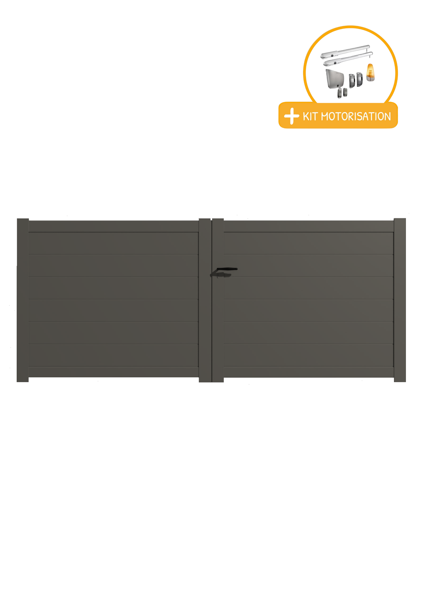 Portail Packit - Portail alu battant plein en kit +MOT dim. L.4000 (entre piliers) X H.1500 mmMOT SGS Essential (vérins)  Gris (RAL 7039)