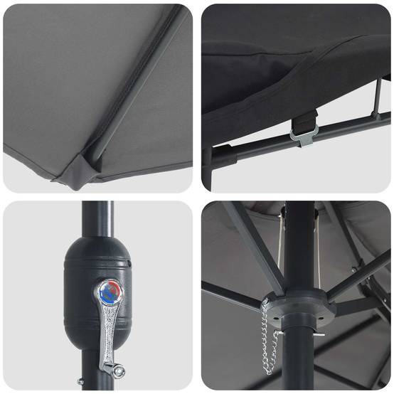 Parasol de jardin Polyester Anthracite 385 x 209 x 244 cm - PANGIVO - Image 6