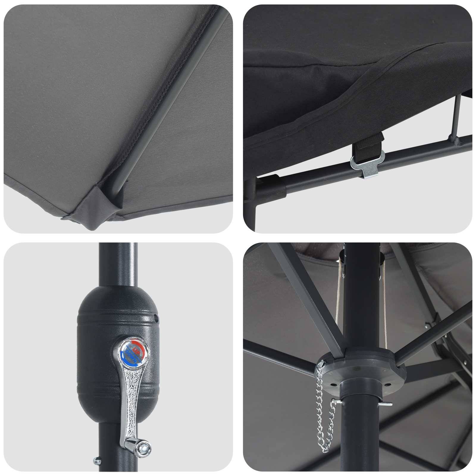 Parasol de jardin Polyester Anthracite 385 x 209 x 244 cm - PANGIVO - Image 6