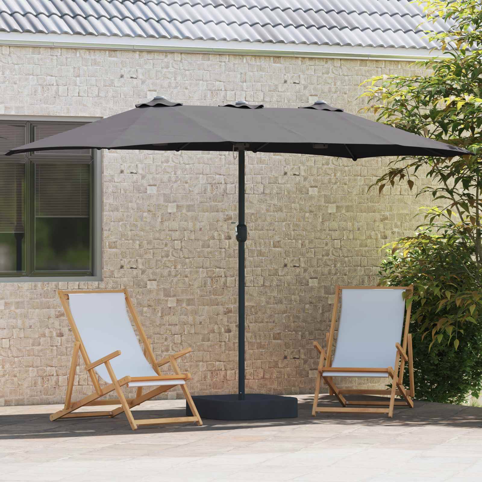 Parasol de jardin Polyester Anthracite 385 x 209 x 244 cm - PANGIVO - Image 3