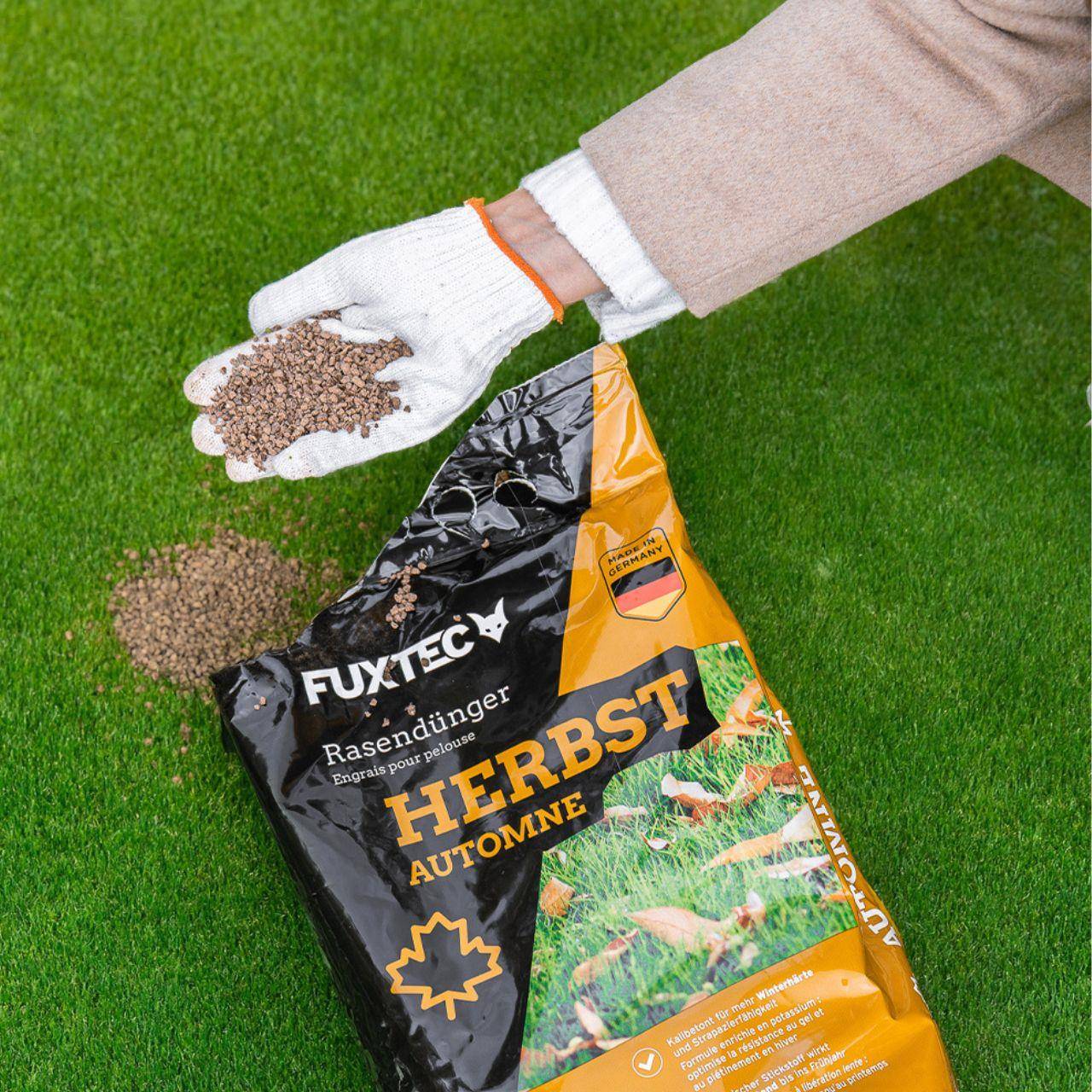 Engrais gazon automne FUXTEC FX-RDH5 riche en potassium sac 5 kg pour 250 m2 granulés solubles fabrication allemande - Image 2