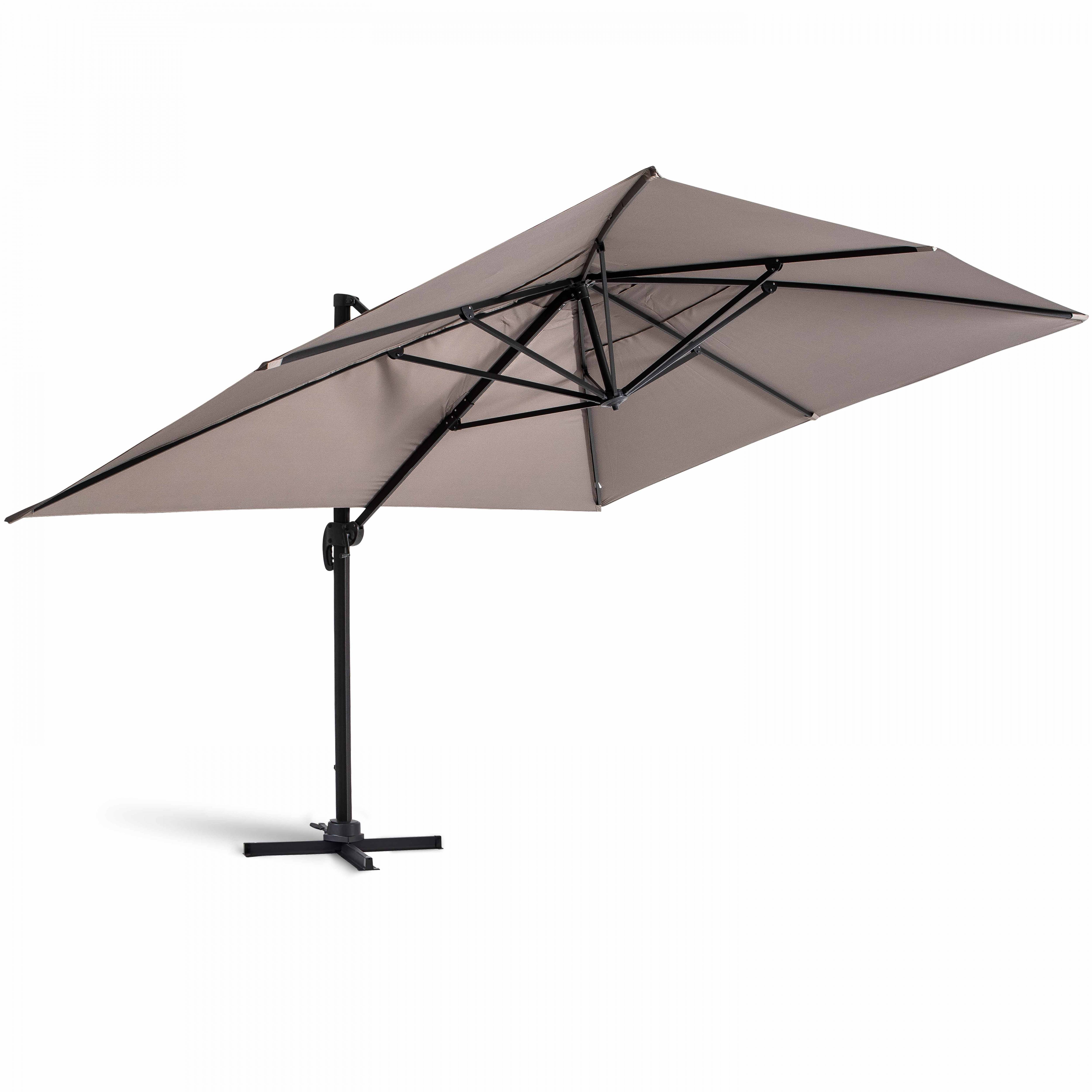 Oviala - Parasol Déporté 3x4m Inclinable Rotatif + 4 Dalles Lestées taupe Caserta - Oviala - Imagen 3