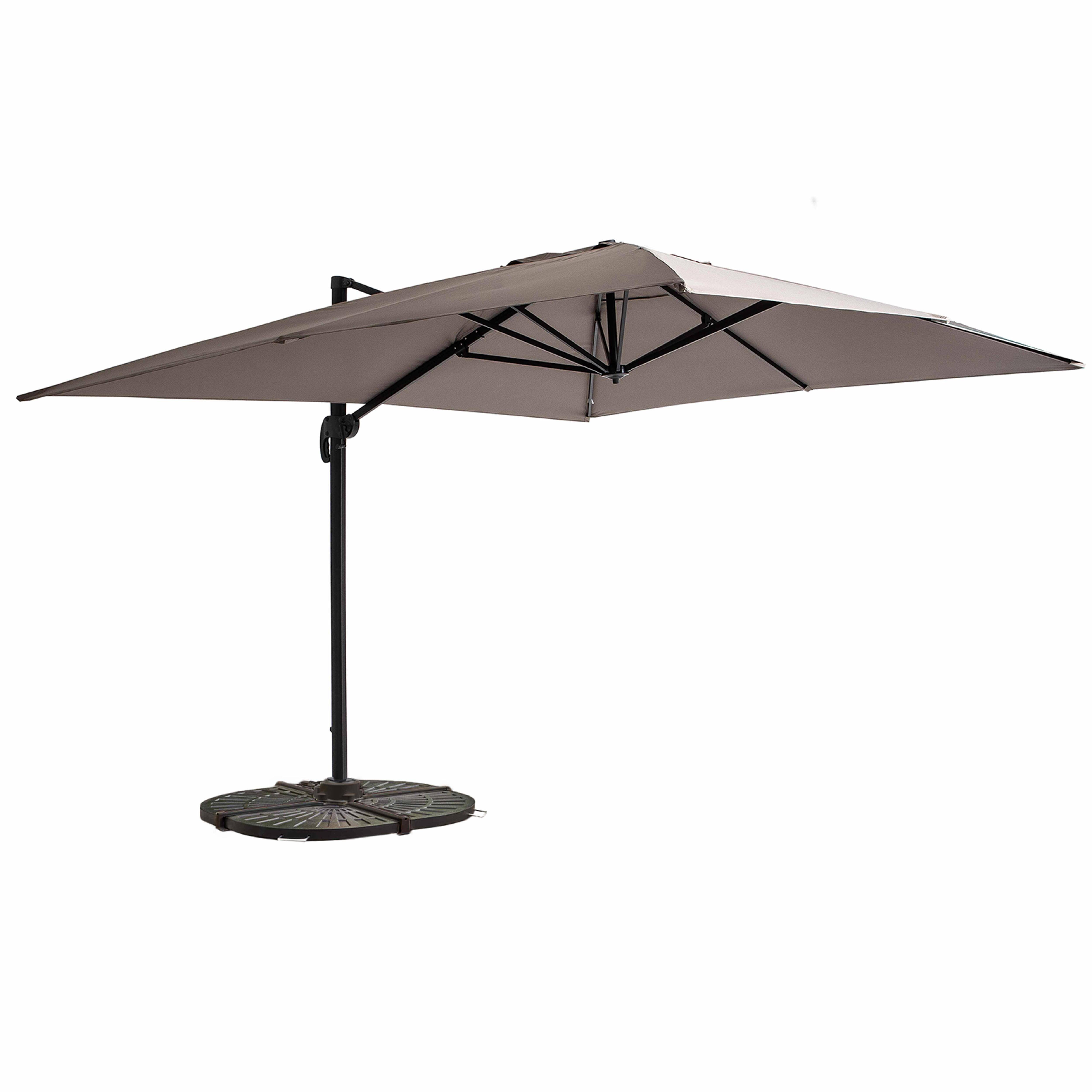 Oviala - Parasol Déporté 3x4m Inclinable Rotatif + 4 Dalles Lestées taupe Caserta - Oviala - Imagen 1