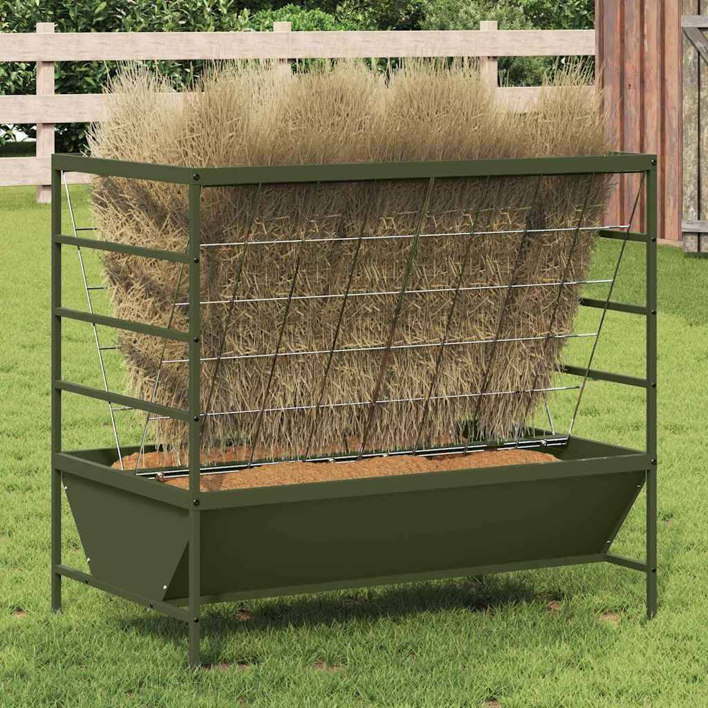 Mangeoire Bétail Métal 15kg Hauteur Idéale Pré Vert Olive - ComfortXL Outdoor Living - Image 1