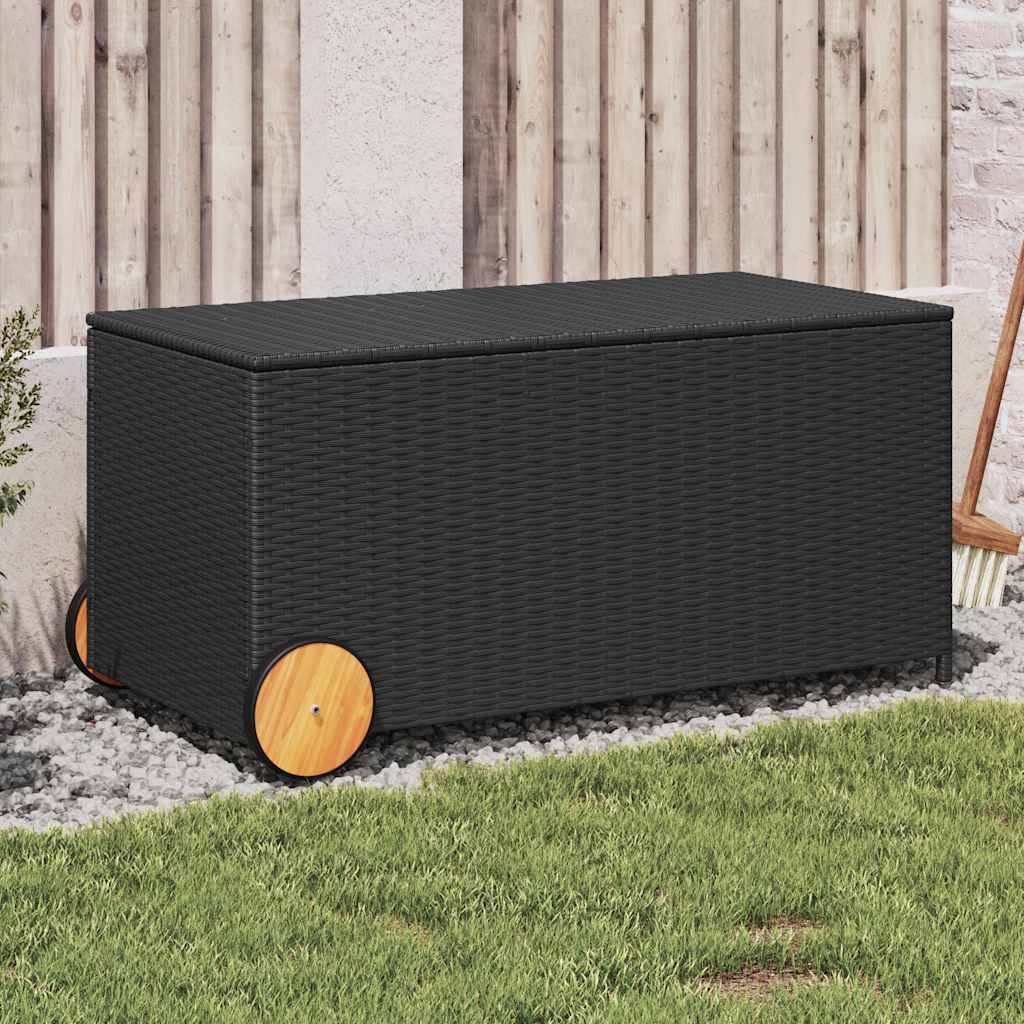 Coffre de Rangement Polyrotin avec Roues 190L pour Extérieur et Intérieur Noir – ComfortXL Outdoor Living - Image 1