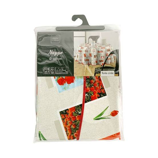 Nappe Toile Cirée Ronde "Tulipe" 160cm Rouge - Image 2