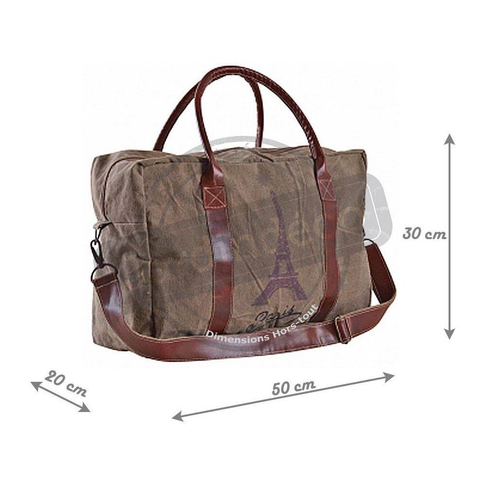 Aubry Gaspard - Sac de voyage en coton et cuir Tour Eiffel - Imagen 2