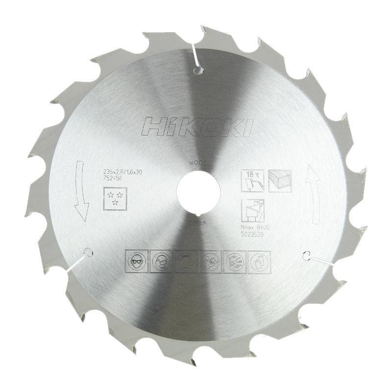 Lame bois de scie circulaire HIKOKI 752456 - Ø235 mm - 18 dents - alésage 30 mm Hikoki