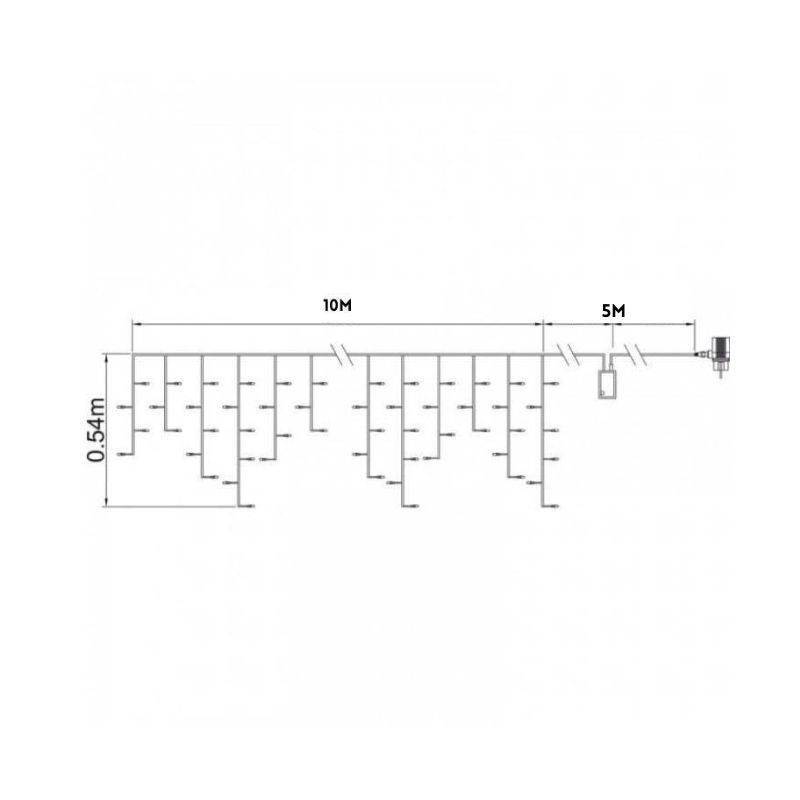 Guirlande stalactite Blanc froid 10m 260 LED câble transparent 8 programmes extensible - Image 2