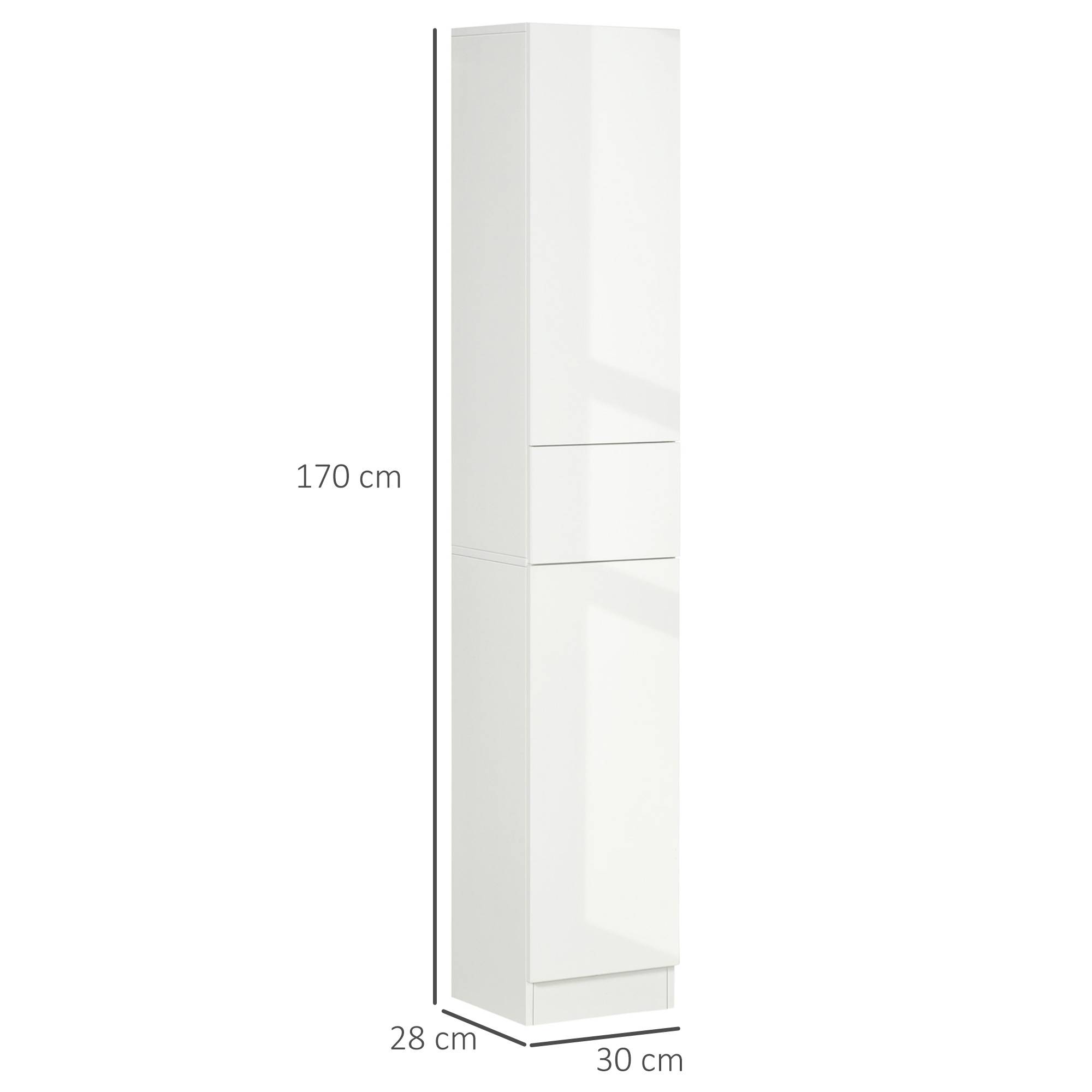 Meuble salle de bain bambou avec portes et étagères réglables, colonne rangement verticale 32x30x170 cm naturel moderne - Image 5