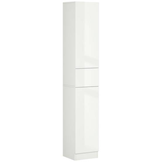 Meuble salle de bain bambou avec portes et étagères réglables, colonne rangement verticale 32x30x170 cm naturel moderne - Image 1