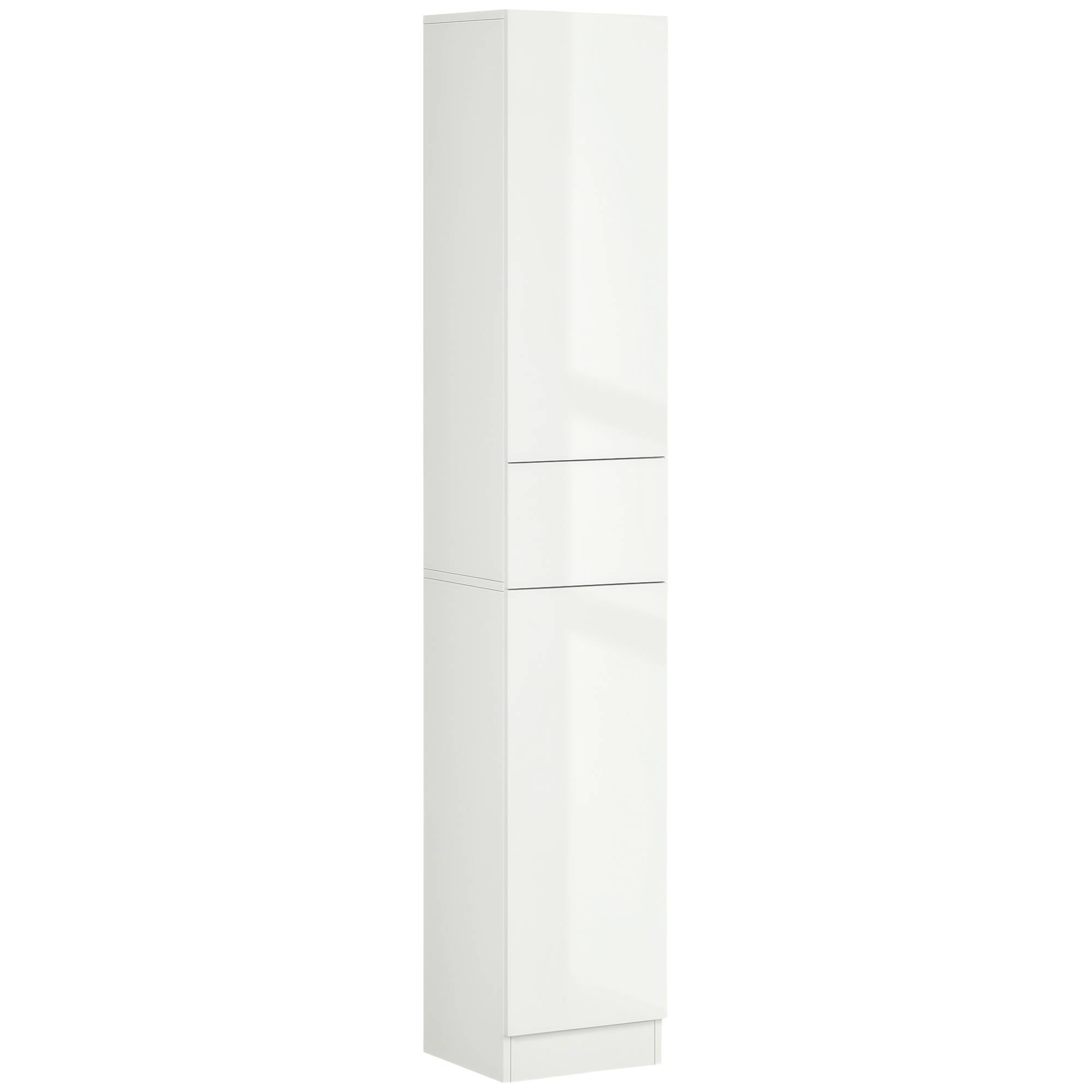 Meuble salle de bain bambou avec portes et étagères réglables, colonne rangement verticale 32x30x170 cm naturel moderne - Image 1