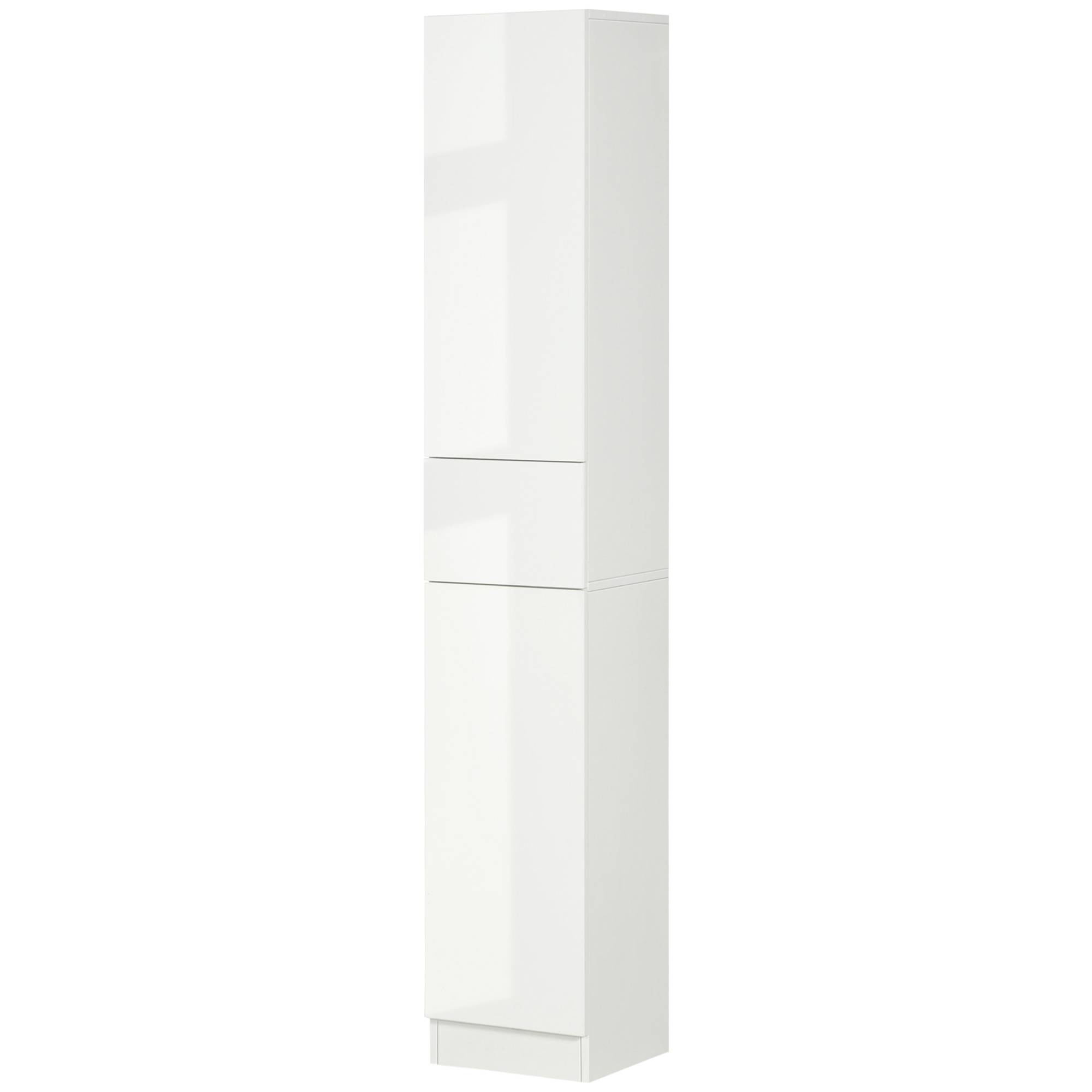 Meuble salle de bain bambou avec portes et étagères réglables, colonne rangement verticale 32x30x170 cm naturel moderne - Image 2