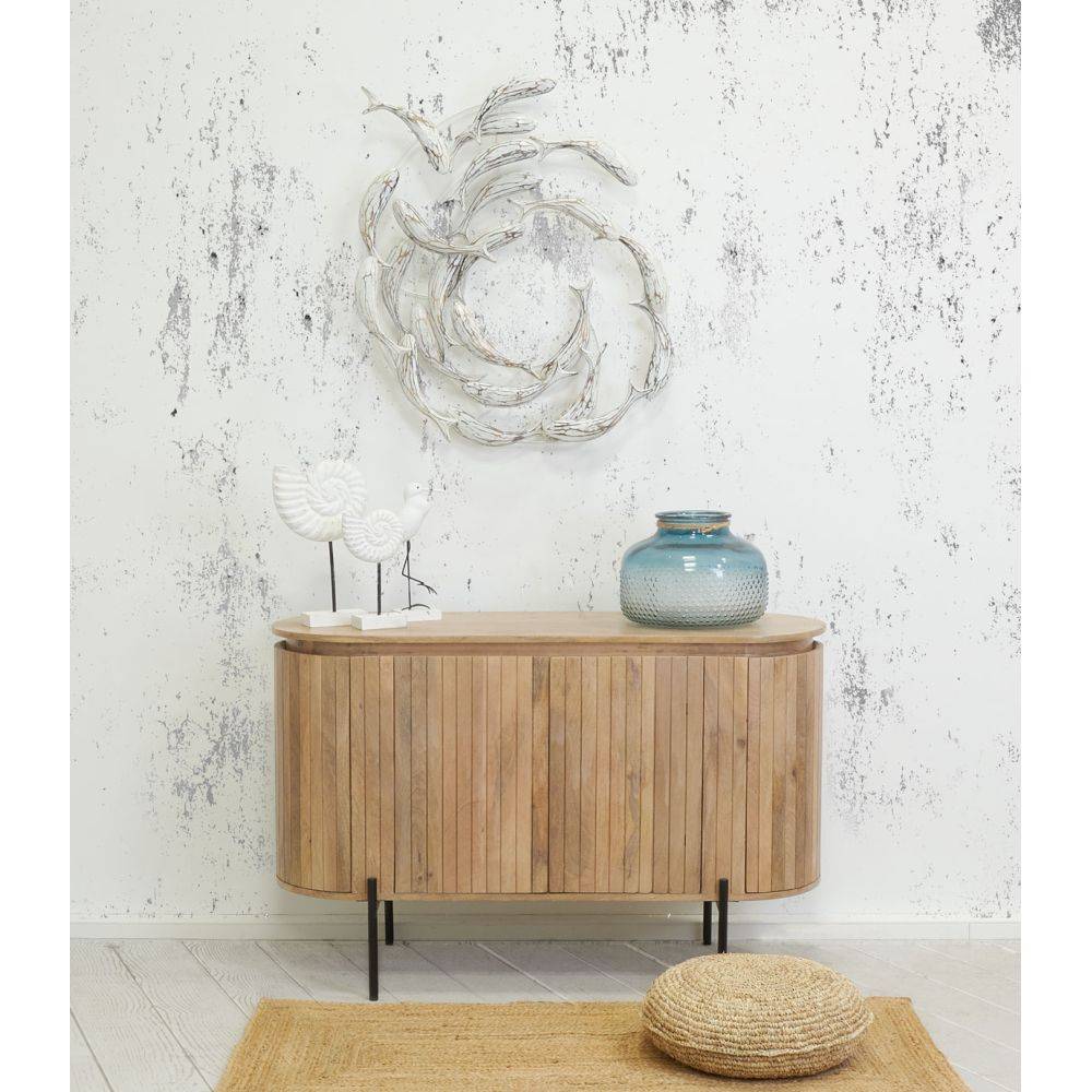 Aubry Gaspard - Banc de poissons en albasia Blanc antique - Imagen 2