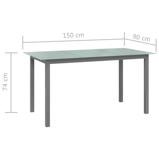 Table de jardin Aluminium et verre gris clair 150 x 90 x 74 cm - PANGIVO - Image 5
