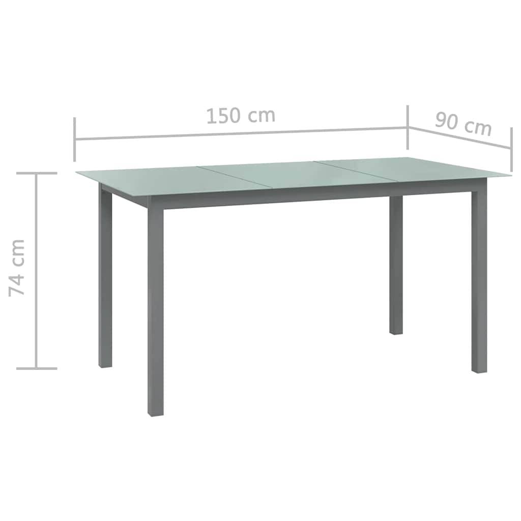 Table de jardin Aluminium et verre gris clair 150 x 90 x 74 cm - PANGIVO - Image 5