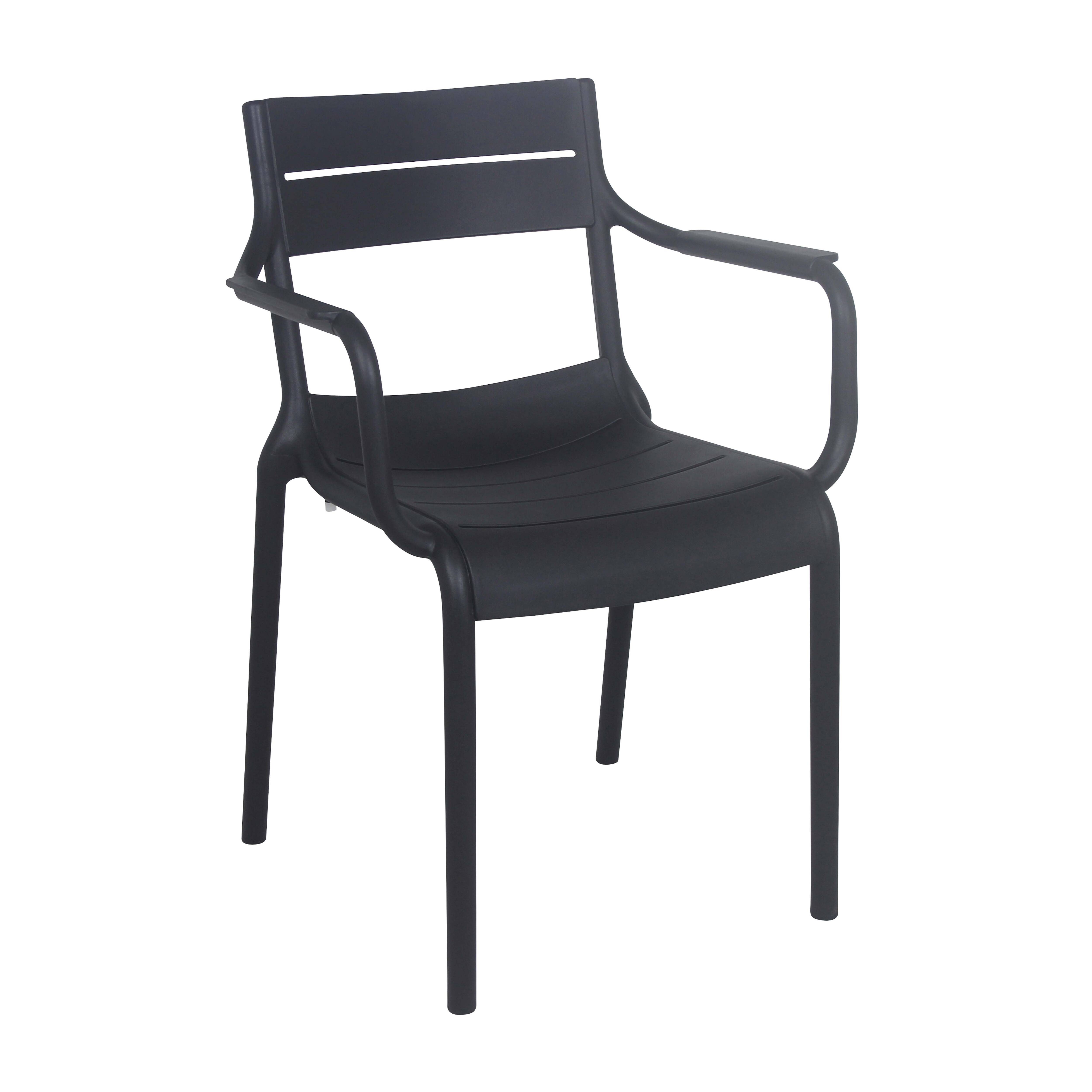 Oviala - Fauteuil noir de terrasse en plastique Paname - Oviala - Imagen 1