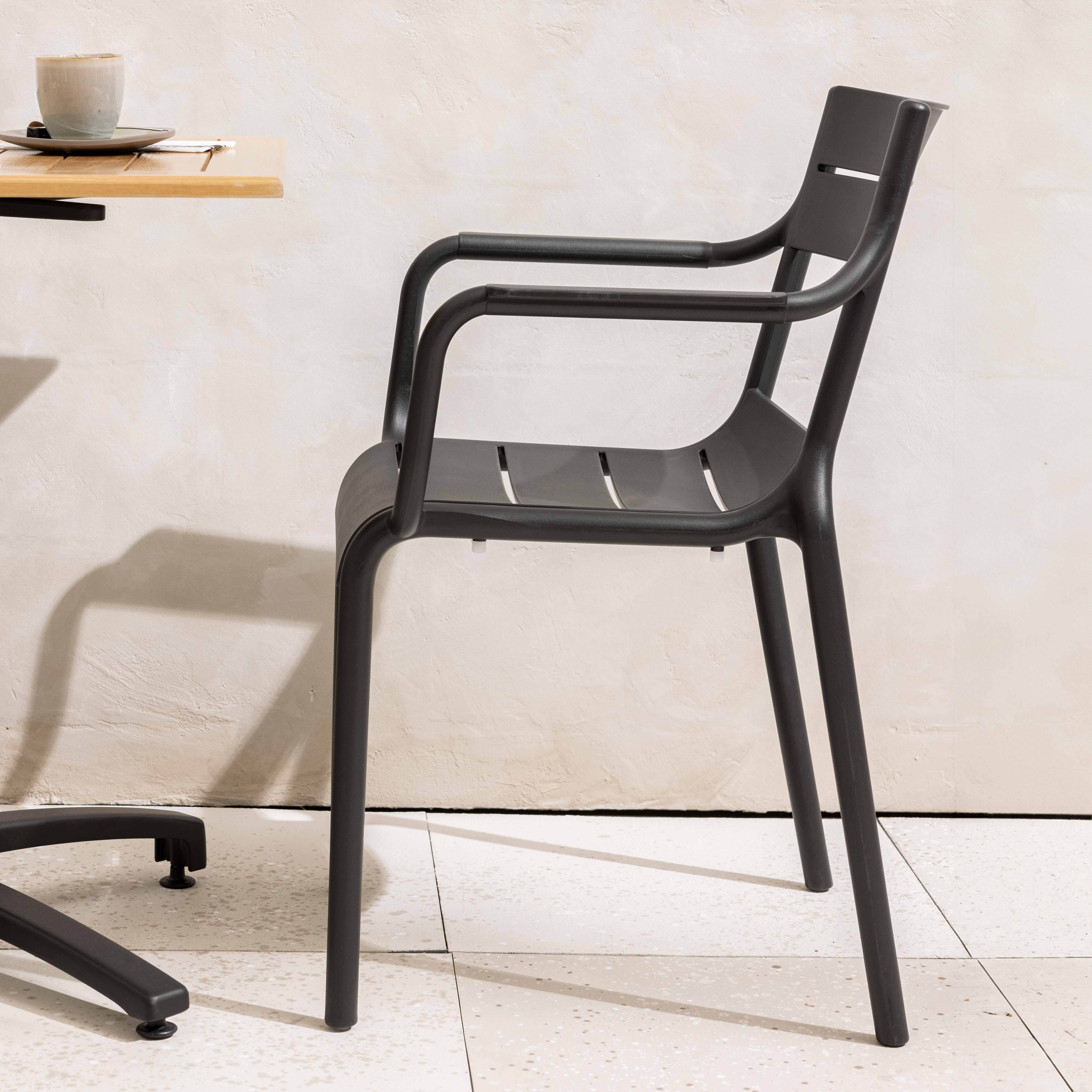 Oviala - Fauteuil noir de terrasse en plastique Paname - Oviala - Imagen 2