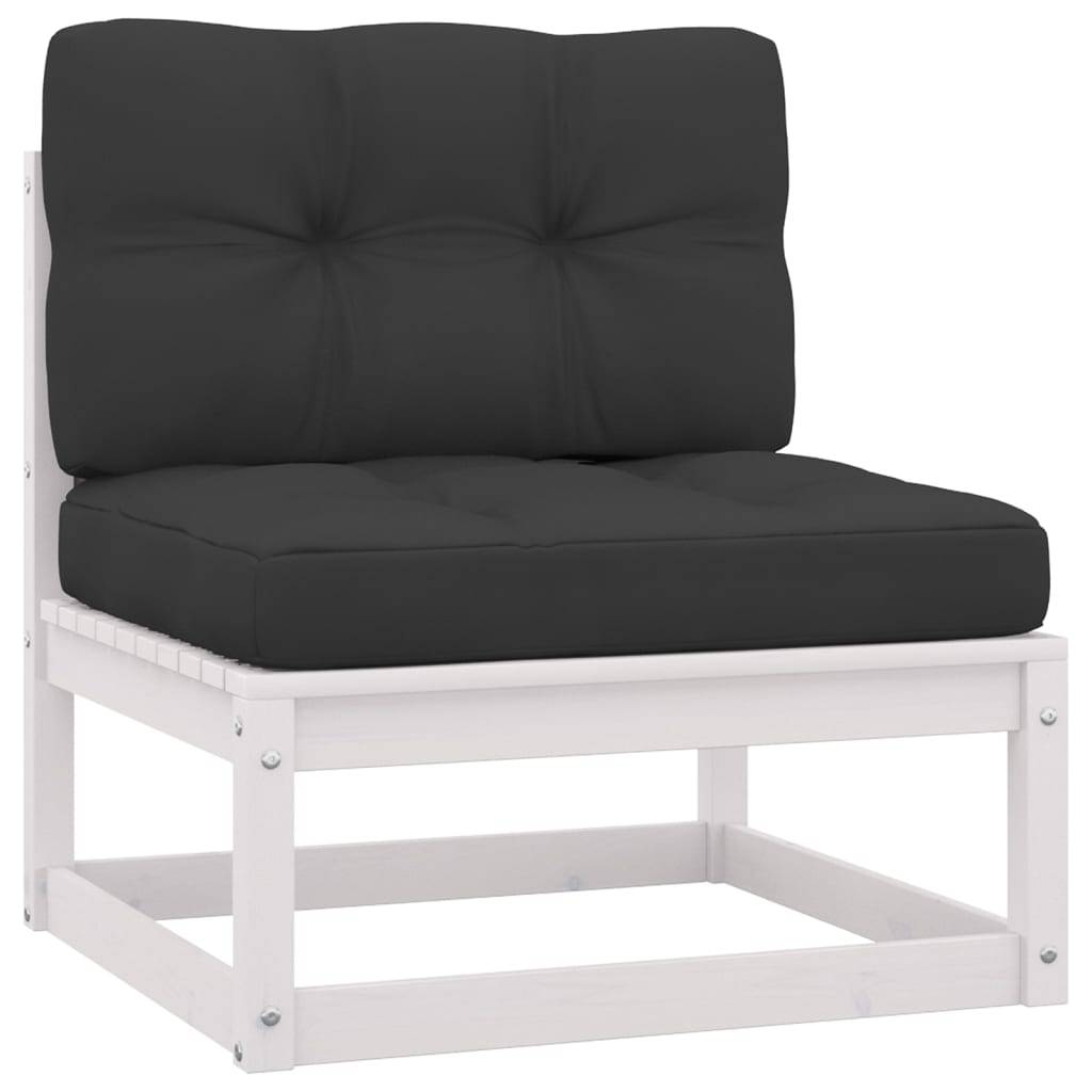 Helloshop26 - Salon de jardin meuble d'extérieur ensemble de mobilier 11 pièces avec coussins blanc bois de pin massif - Imagen 4