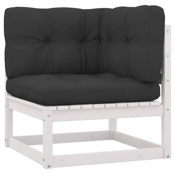 Helloshop26 - Salon de jardin meuble d'extérieur ensemble de mobilier 11 pièces avec coussins blanc bois de pin massif - Imagen 3