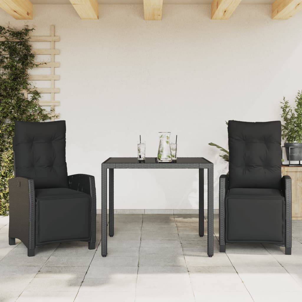 Vidaxl - Ensemble à manger de jardin avec coussins 3 pcs Noir vidaXL 3212888 - Image 1