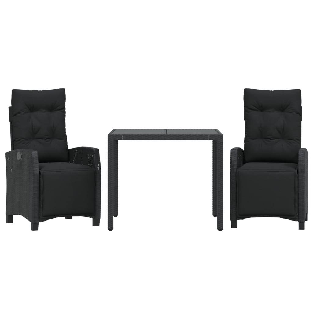 Vidaxl - Ensemble à manger de jardin avec coussins 3 pcs Noir vidaXL 3212888 - Image 2