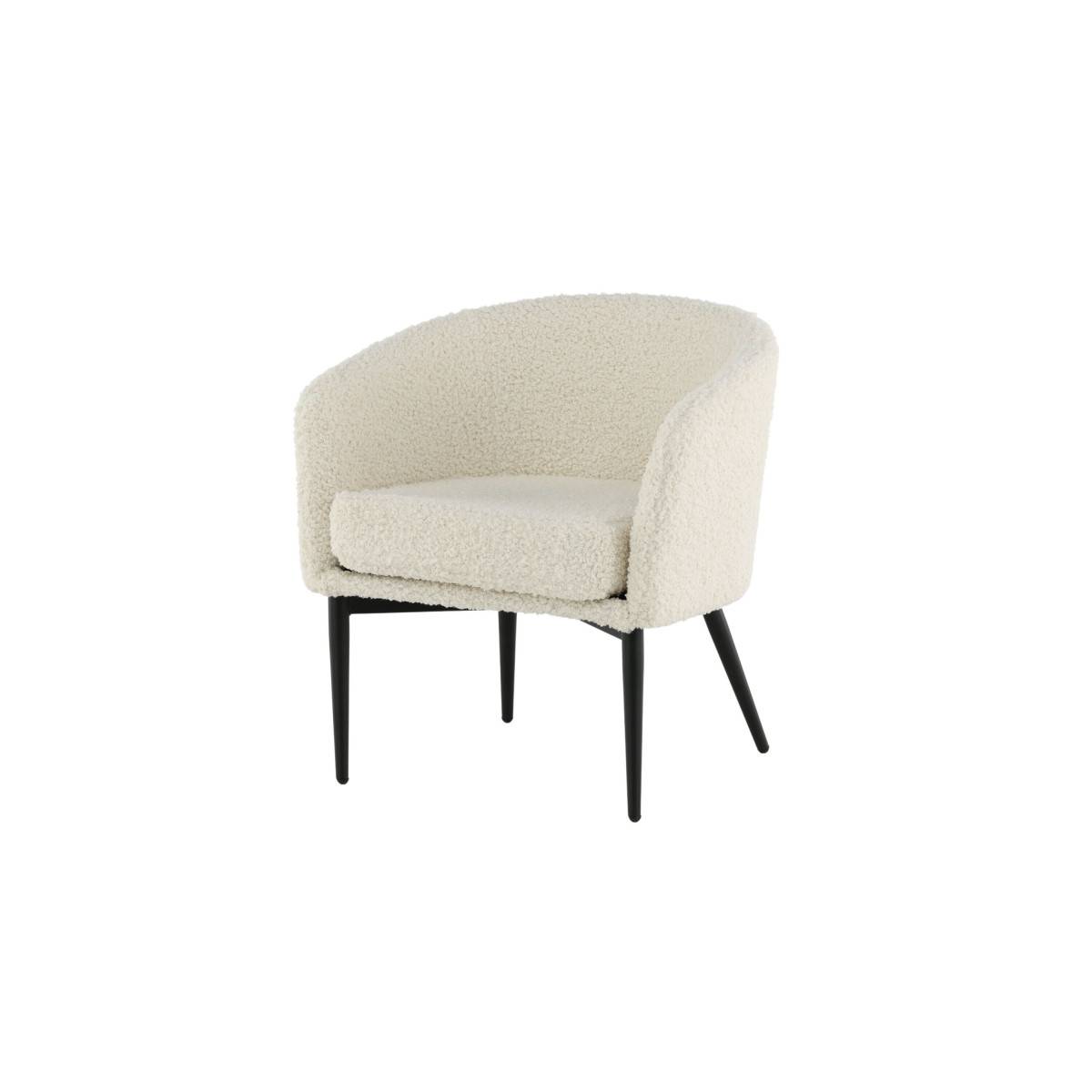 Paris Prix - Fauteuil Design Bouclette "Fluffy" 70cm Blanc - Image 3
