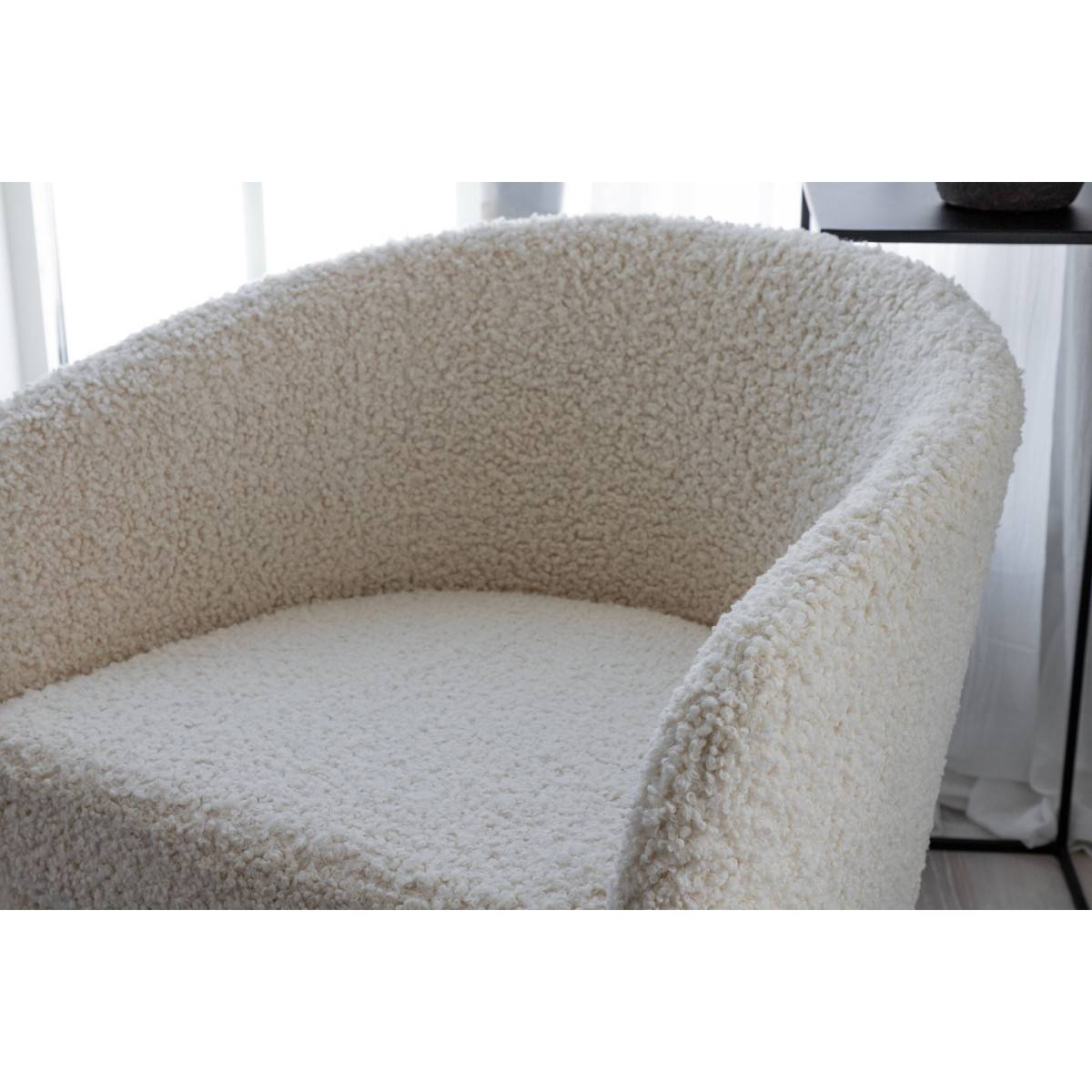 Paris Prix - Fauteuil Design Bouclette "Fluffy" 70cm Blanc - Image 8