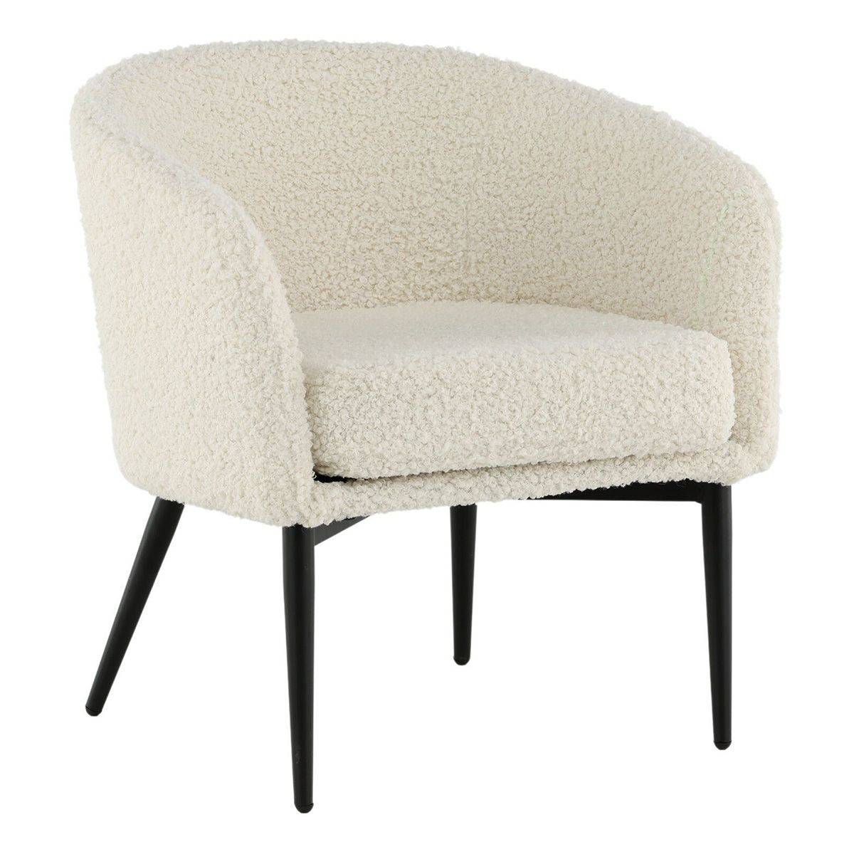 Paris Prix - Fauteuil Design Bouclette "Fluffy" 70cm Blanc