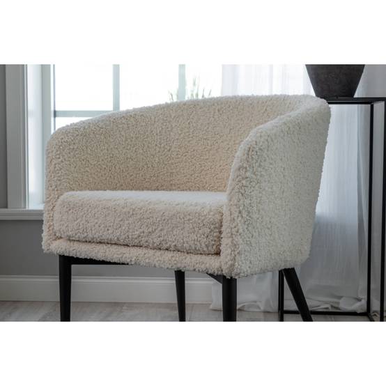 Paris Prix - Fauteuil Design Bouclette "Fluffy" 70cm Blanc - Image 9