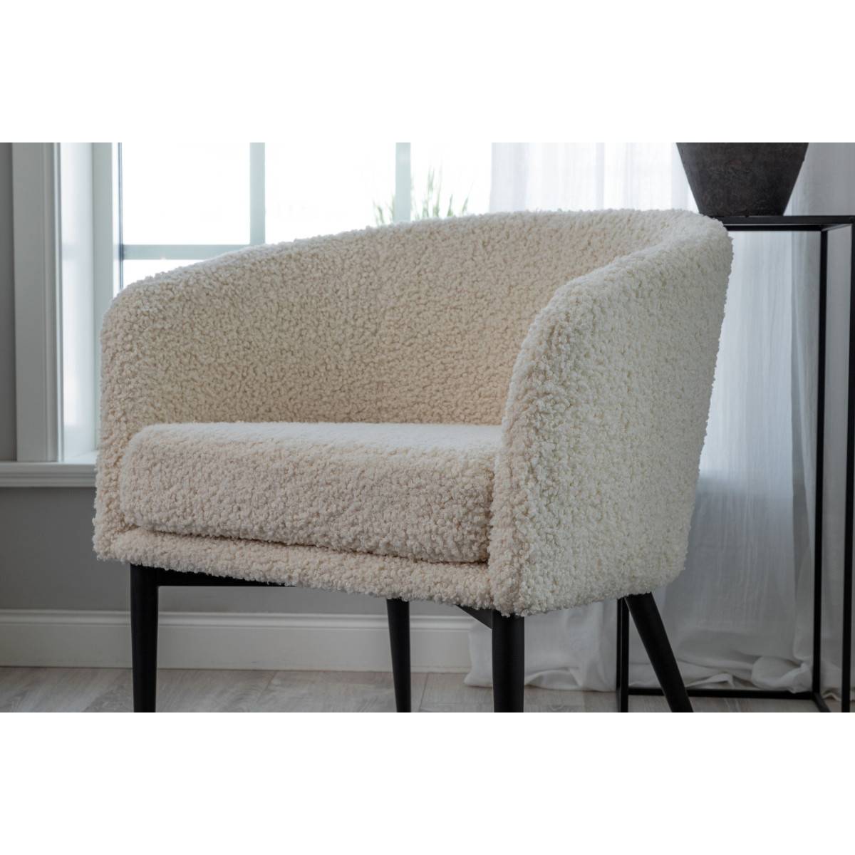 Paris Prix - Fauteuil Design Bouclette "Fluffy" 70cm Blanc - Image 9