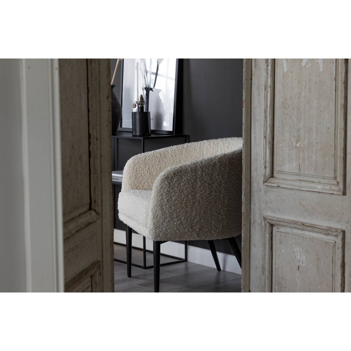 Paris Prix - Fauteuil Design Bouclette "Fluffy" 70cm Blanc - Image 10