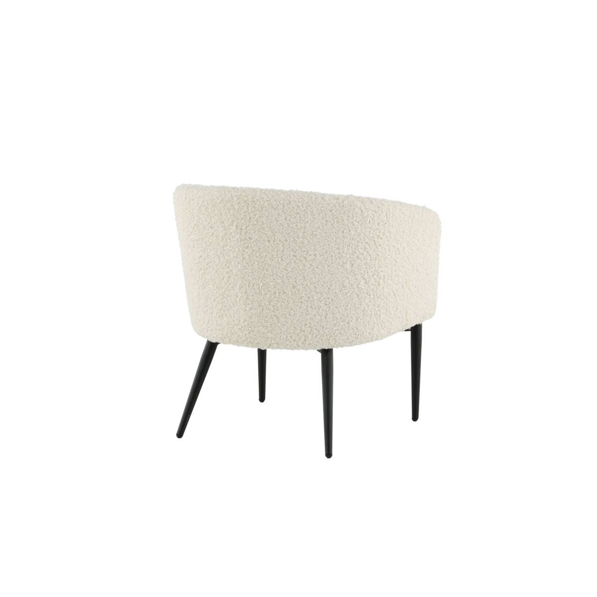 Paris Prix - Fauteuil Design Bouclette "Fluffy" 70cm Blanc - Image 5