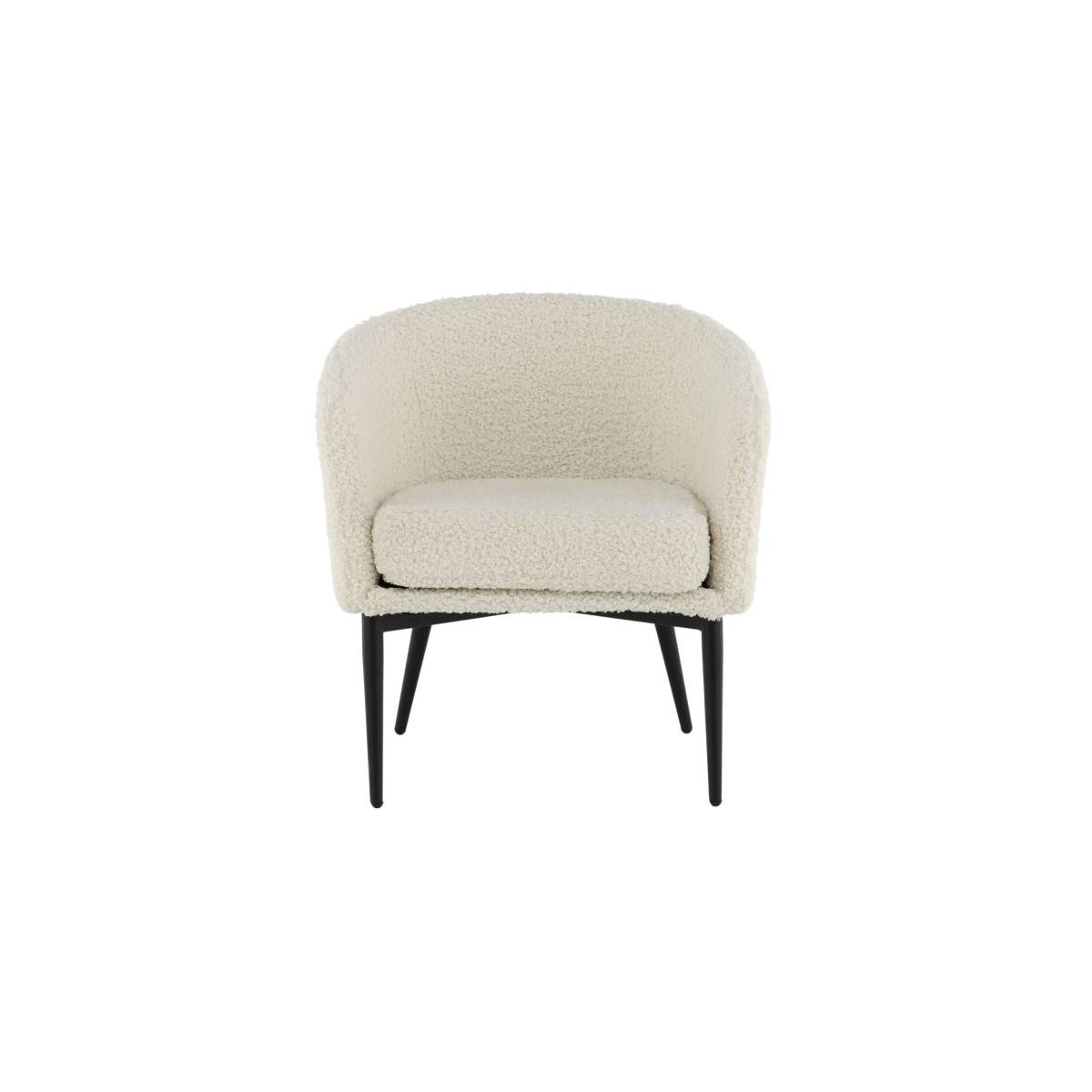 Paris Prix - Fauteuil Design Bouclette "Fluffy" 70cm Blanc - Image 2