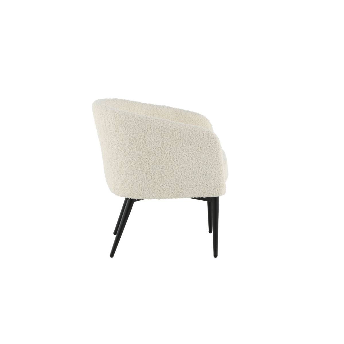 Paris Prix - Fauteuil Design Bouclette "Fluffy" 70cm Blanc - Image 4