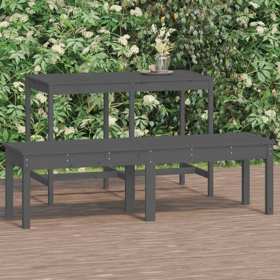 Maison Chic - Banc de jardin - Banc d'extérieur - Banquette à 2 places gris 159,5x44x45cm bois massif de pin - Imagen 2