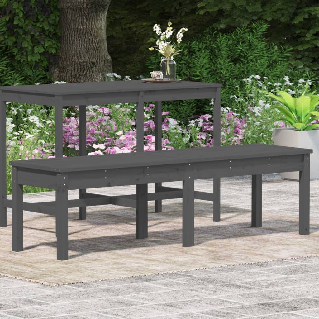 Maison Chic - Banc de jardin - Banc d'extérieur - Banquette à 2 places gris 159,5x44x45cm bois massif de pin - Imagen 3