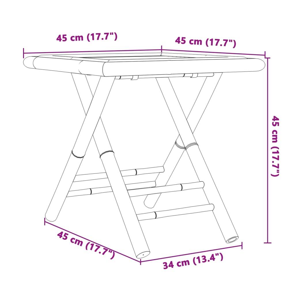ComfortXL - Table d'Appoint Pliable en Bambou 45x45cm, Petite Table de Jardin Carrée et Nomade – ComfortXL Outdoor Living - Image 8