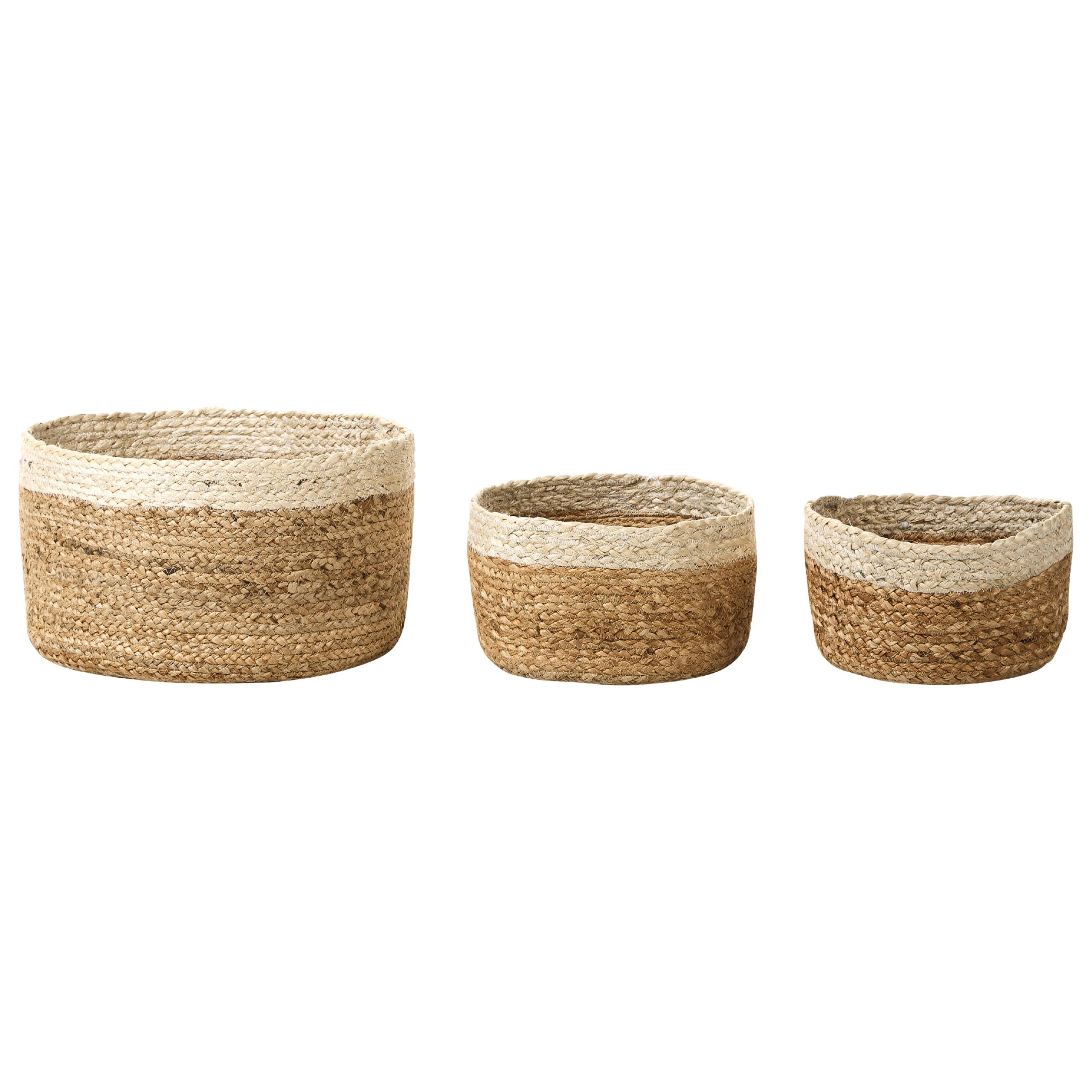 Beliani - Lot de 3 Paniers de Rangement en Jute Naturelle et Beige 13/14/18 cm de Hauteur Accessoire Linge Décoration Boho - Imagen 1