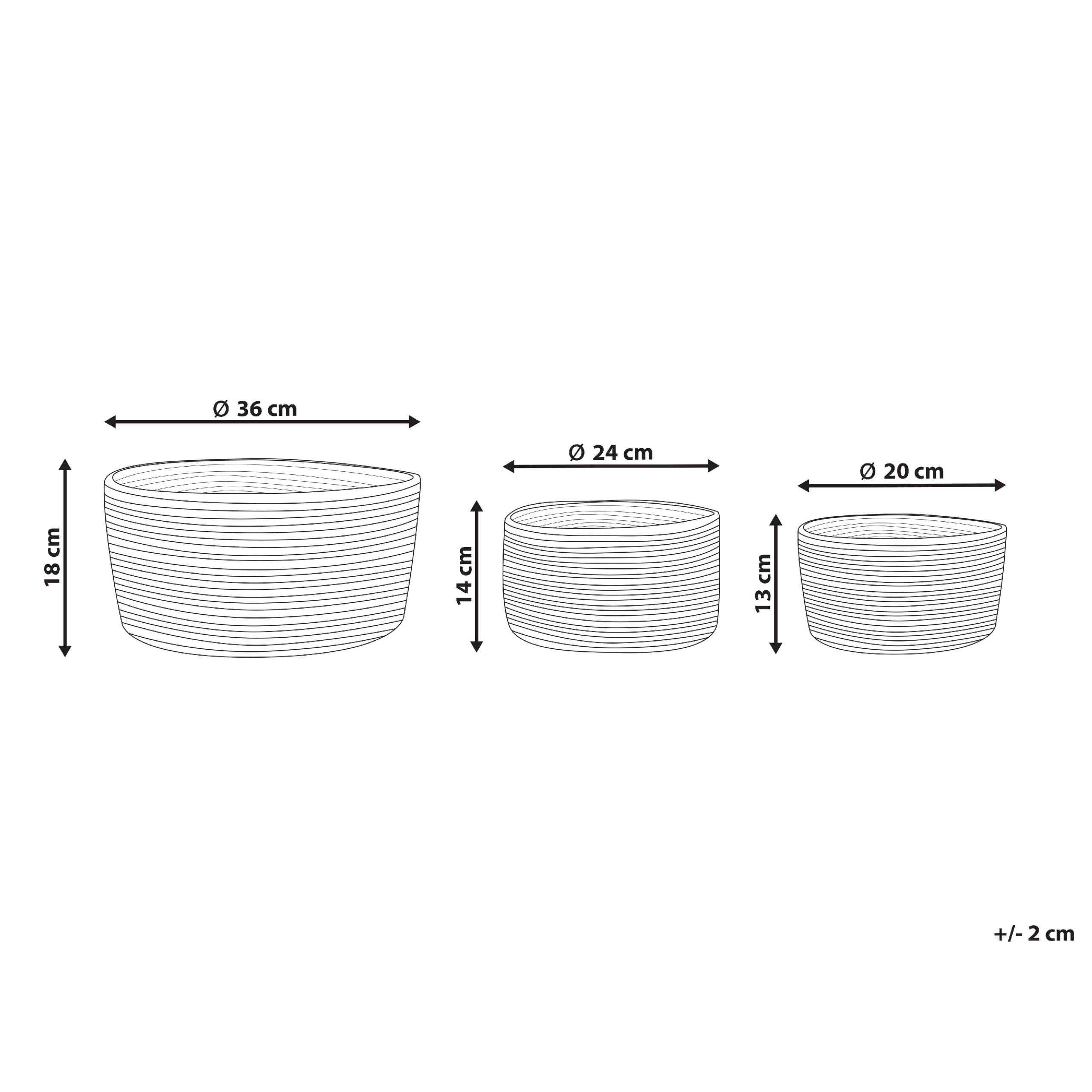 Beliani - Lot de 3 Paniers de Rangement en Jute Naturelle et Beige 13/14/18 cm de Hauteur Accessoire Linge Décoration Boho - Imagen 3