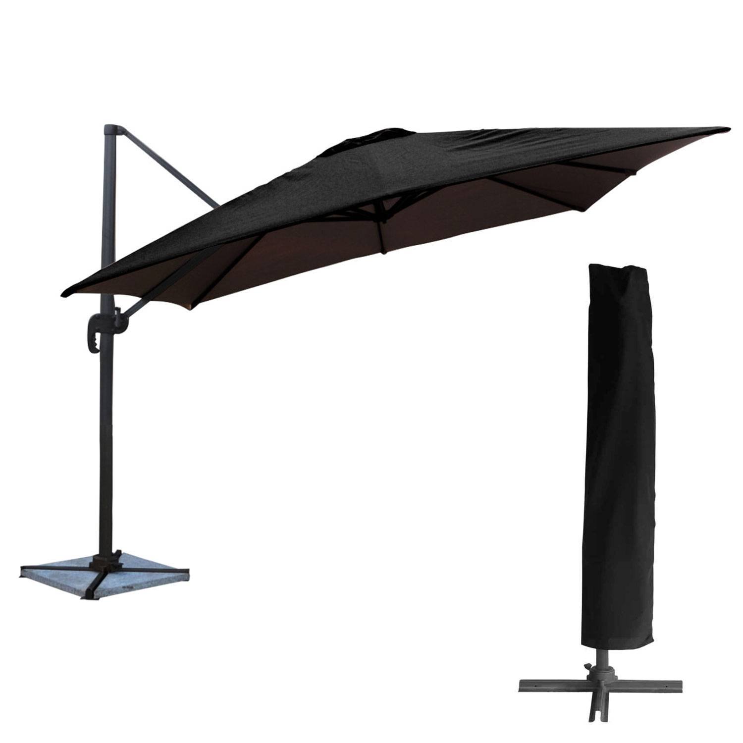 Happy Garden - Parasol déporté MOLOKAI carré 3x3m noir + housse - HAPPY GARDEN - Imagen 1