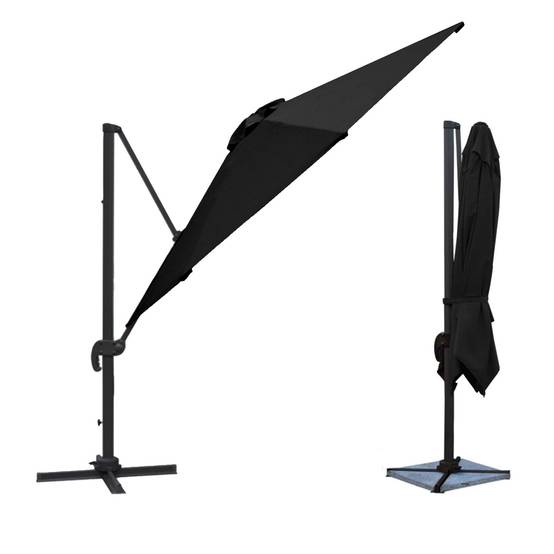 Happy Garden - Parasol déporté MOLOKAI carré 3x3m noir + housse - HAPPY GARDEN - Imagen 2