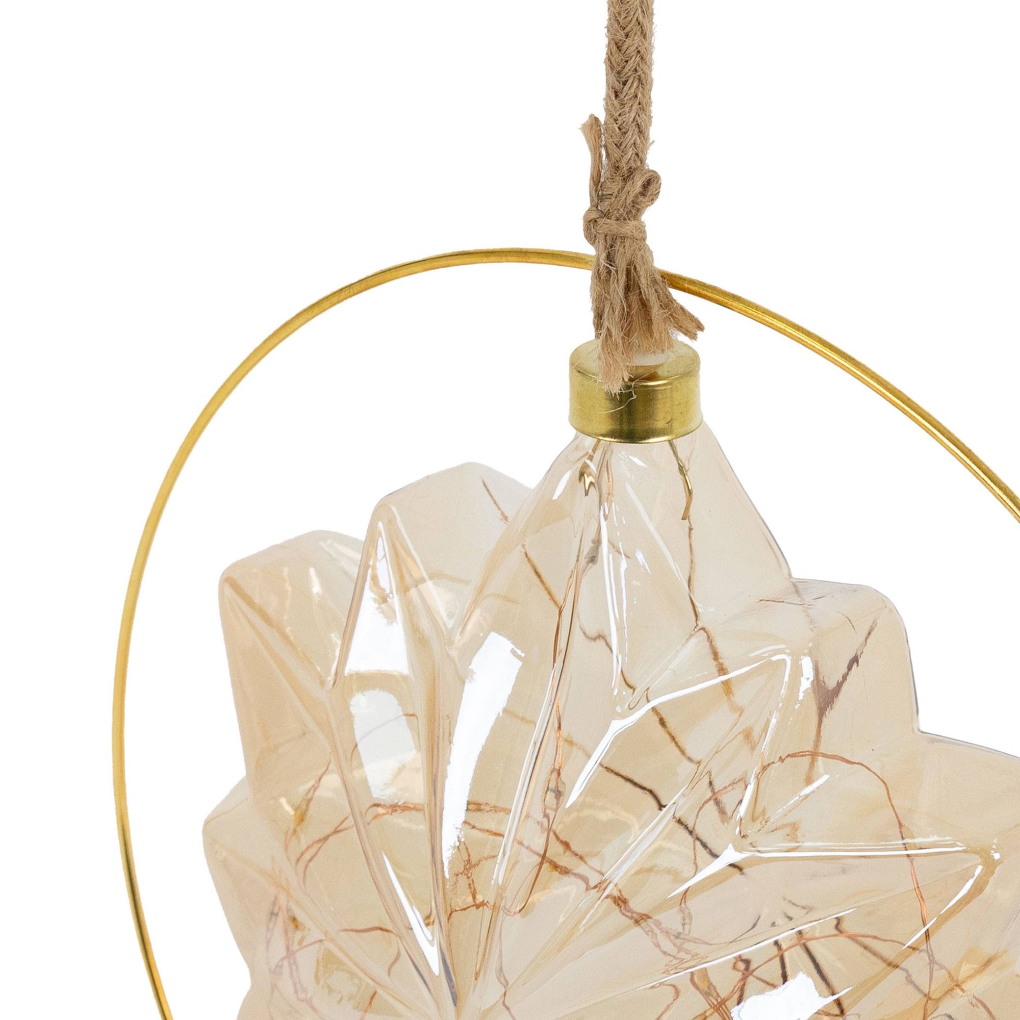 Ecd-Germany - Étoile de Noël LED décoration verre/métal doré étoile lumineuse suspendue Ø18 cm - Imagen 3