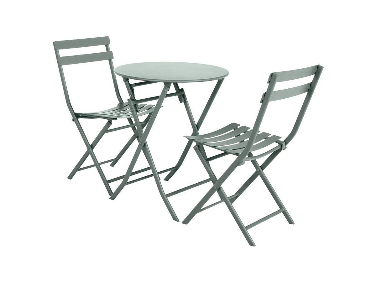 Hesperide - Salon de jardin rond en métal Greensboro Ø 60 cm Olive avec 2 chaises - Hespéride