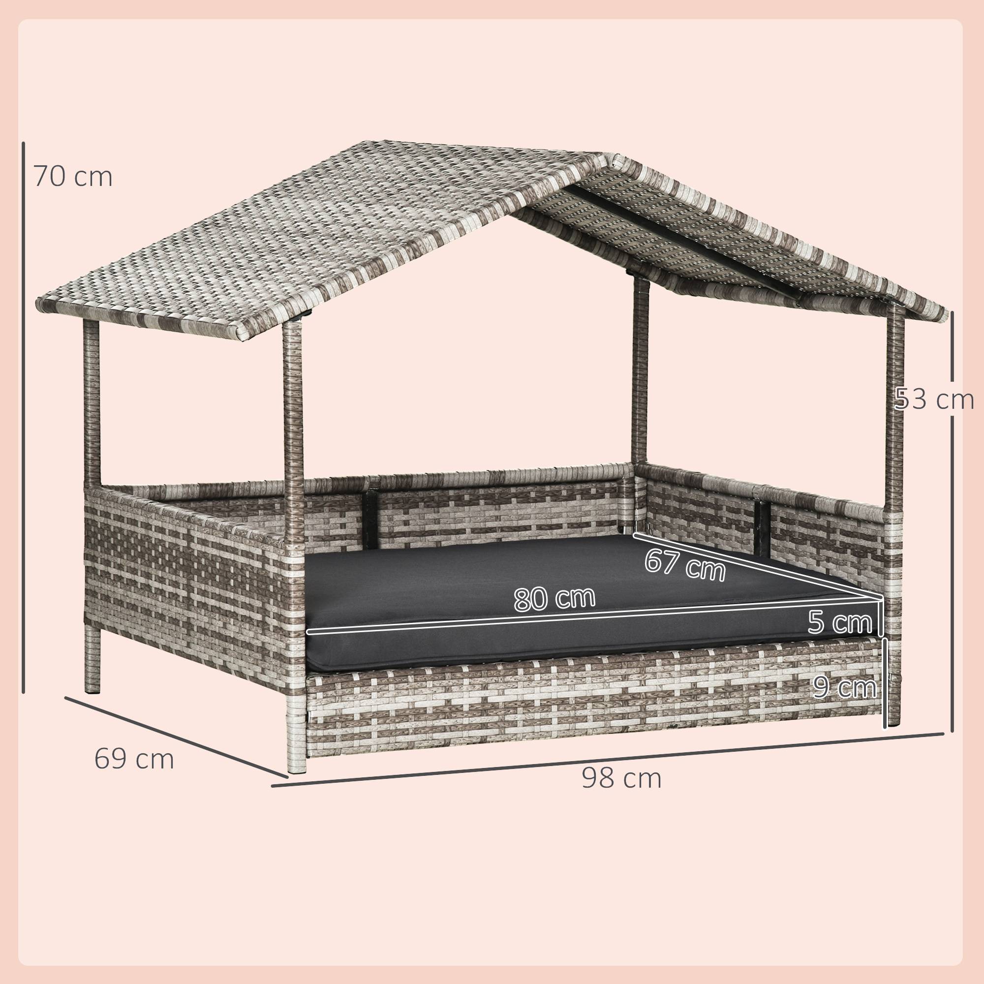 Maison pour chien résine tressée gris 98.00 x 69.00 x 73.00 cm - PANGIVO - Image 3
