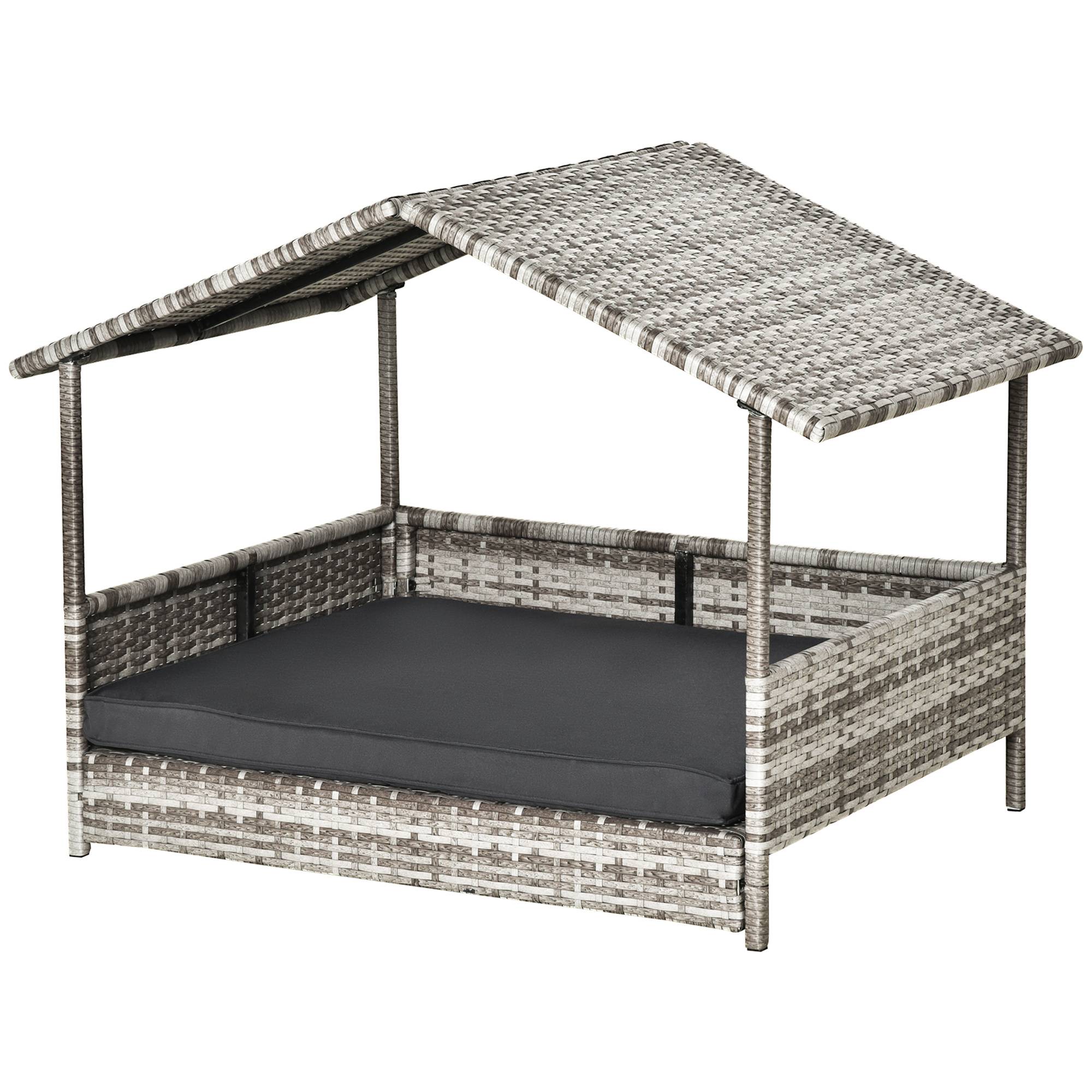Maison pour chien résine tressée gris 98.00 x 69.00 x 73.00 cm - PANGIVO - Image 1